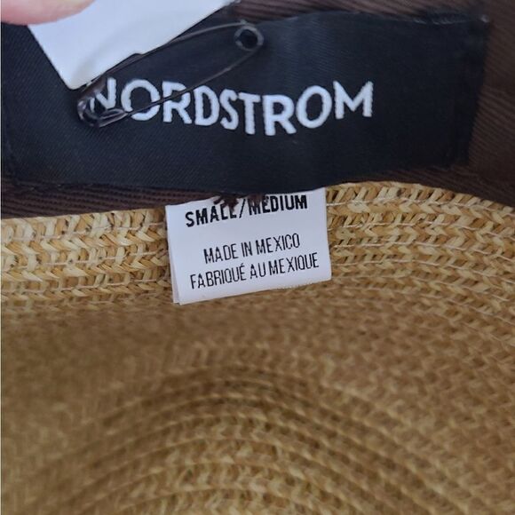Nordstrom Classic Stripe Straw Fedora Hat in Tan Combo NEW Size S / M - Picture 3 of 7